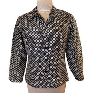 Silkland Women’s Lightweight Jacket/Blazer Black/White Beaded Sz. MP